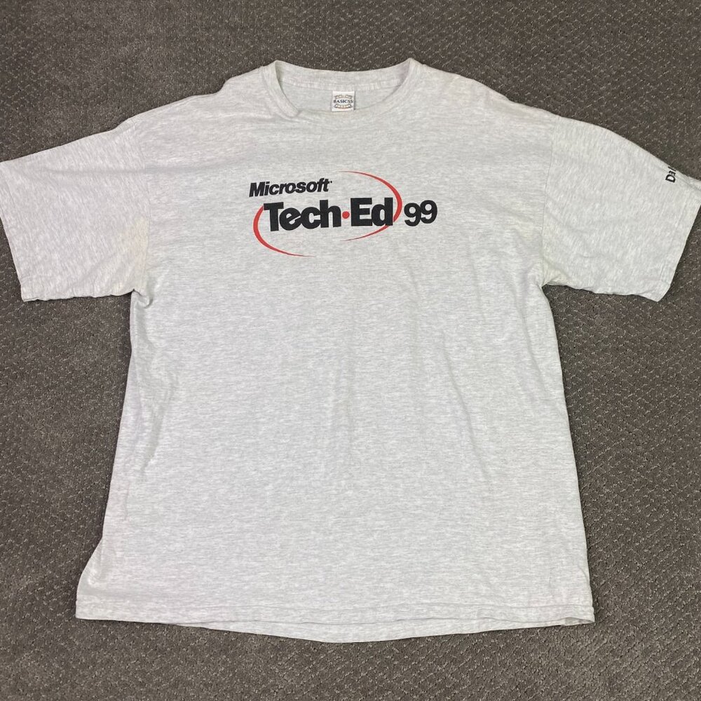 Vintage 90s Microsoft T Shirt Men's 2XL Gray Microsoft Tech Ed 99